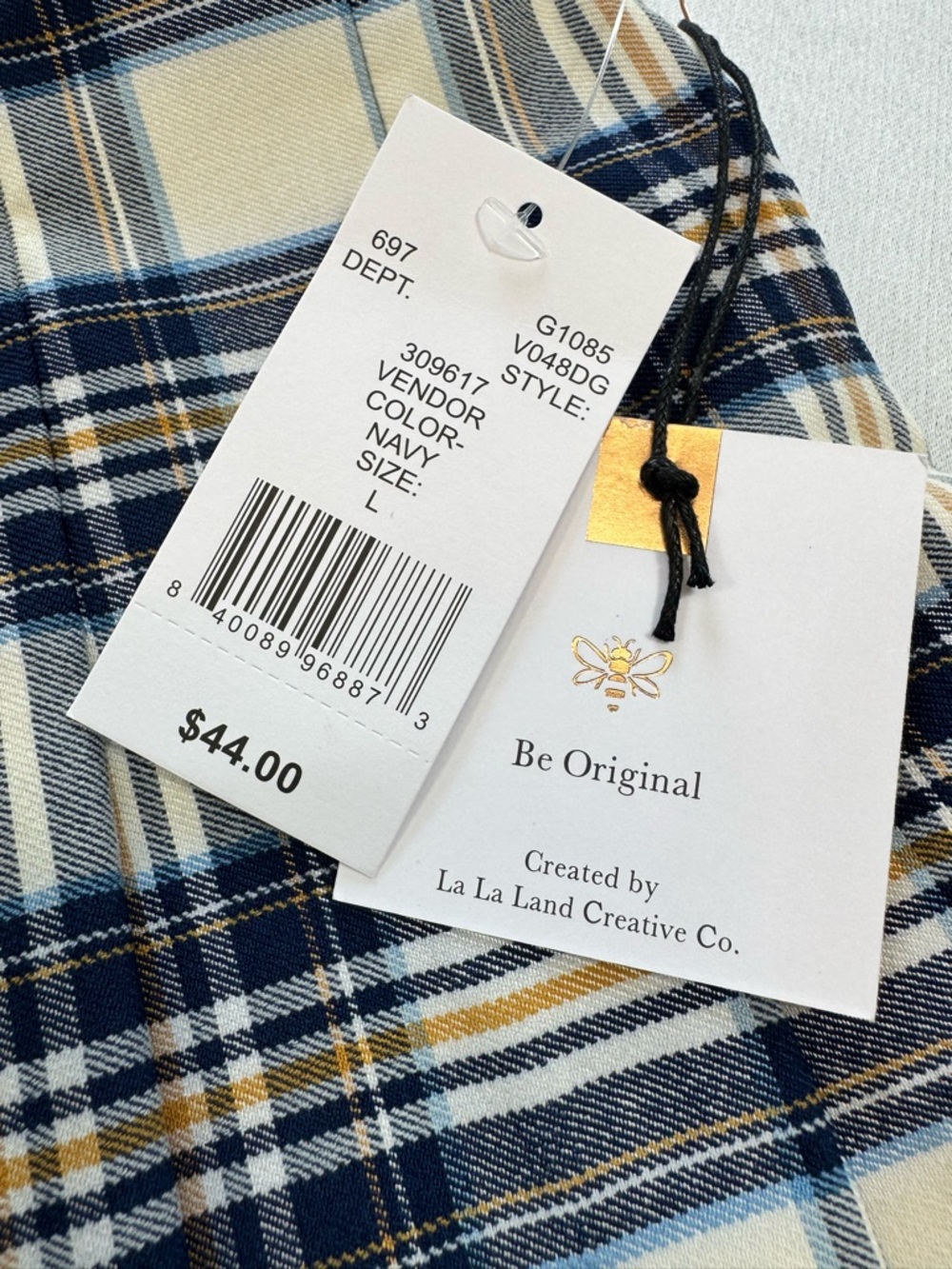 Dry Goods Originality Navy and Cream Plaid Pleated Mini Skirt NWT - Picture 6 of 9